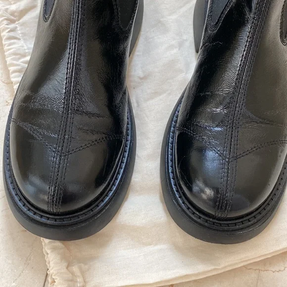 PreOwned GANNI CHUCKY BLACK PATENT BOOTS - Picture 3 of 9